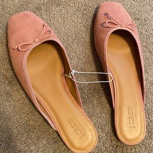 J. Crew Square Toed Suede Ballerina Mules NEVER WORN!